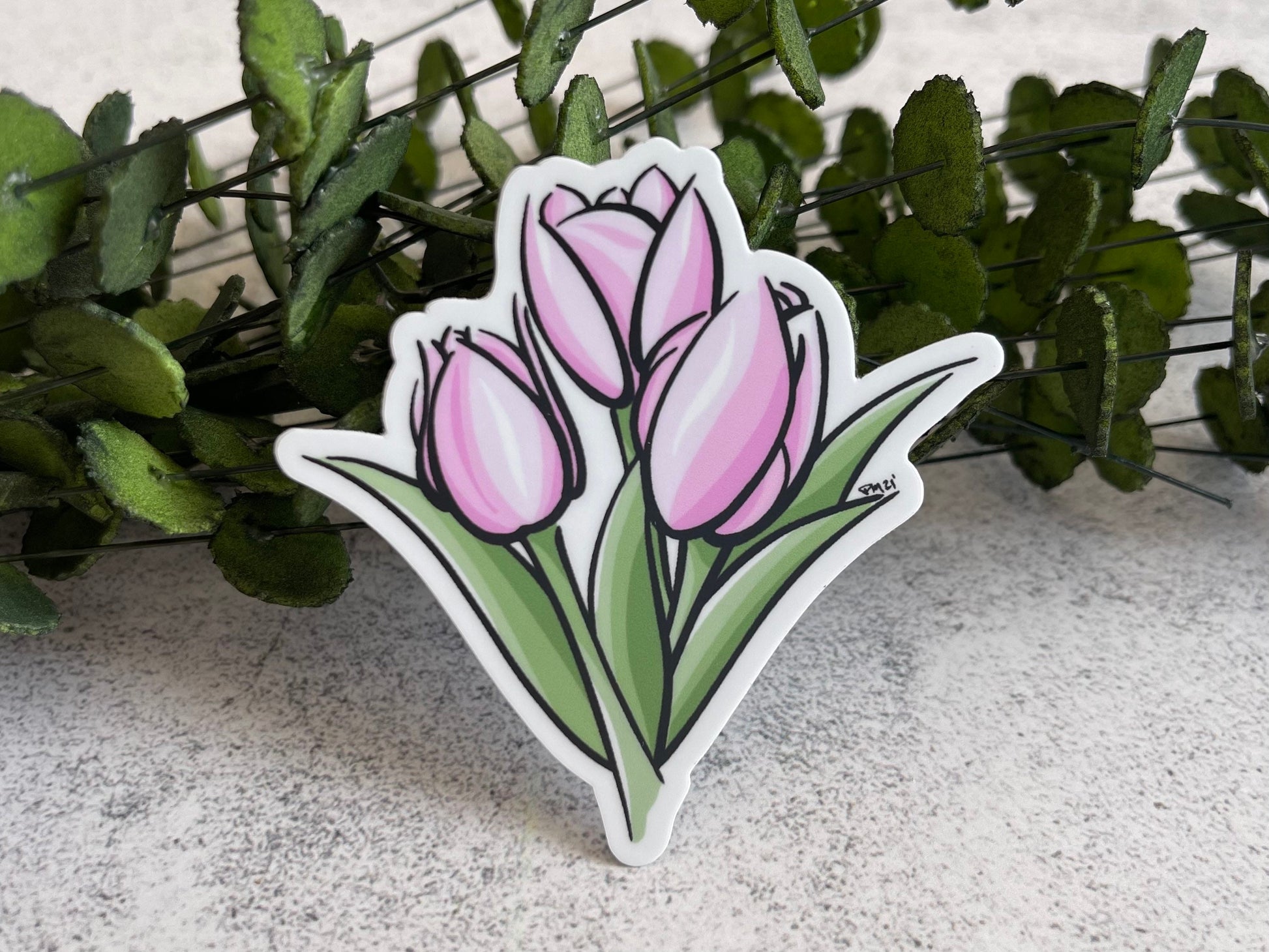 Pink Tulip Vinyl Sticker