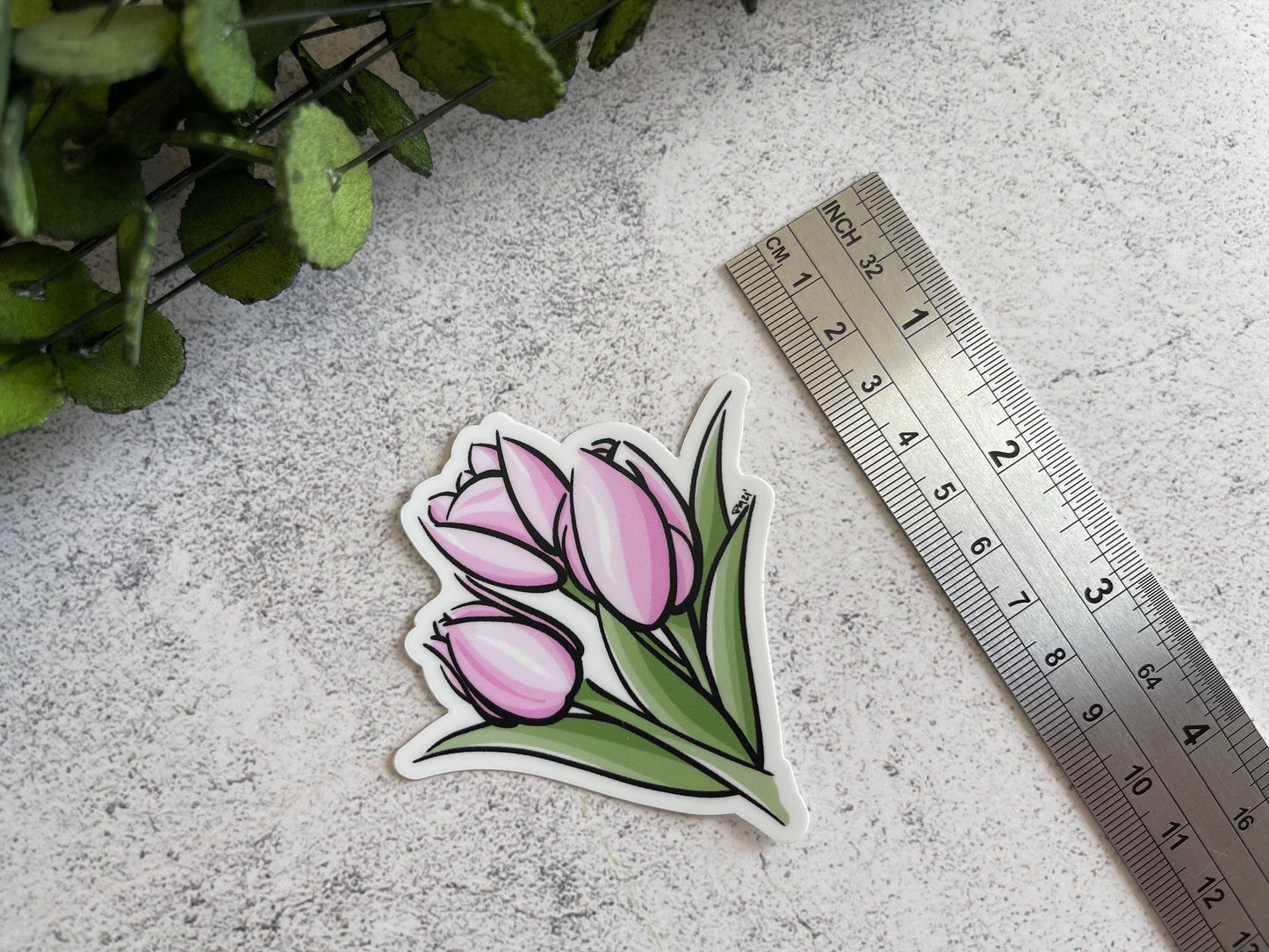 Pink Tulip Vinyl Sticker