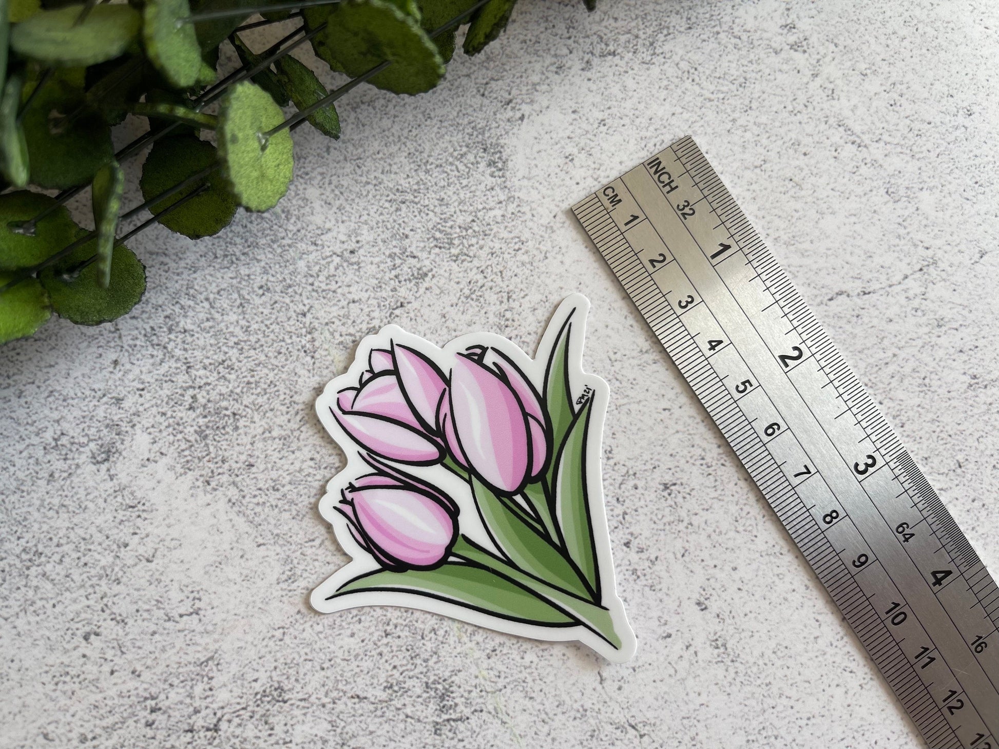 Pink Tulip Vinyl Sticker