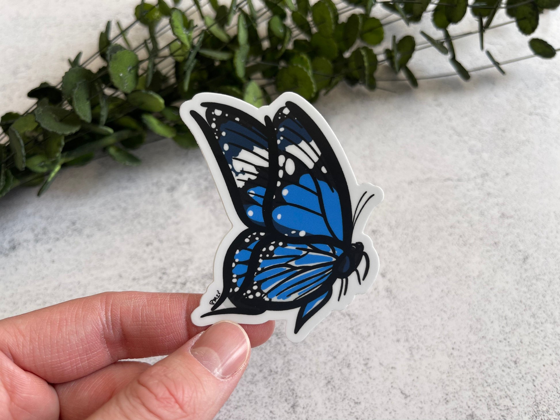 Blue Butterfly Vinyl Sticker
