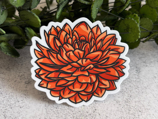Red Dahlia Vinyl Sticker