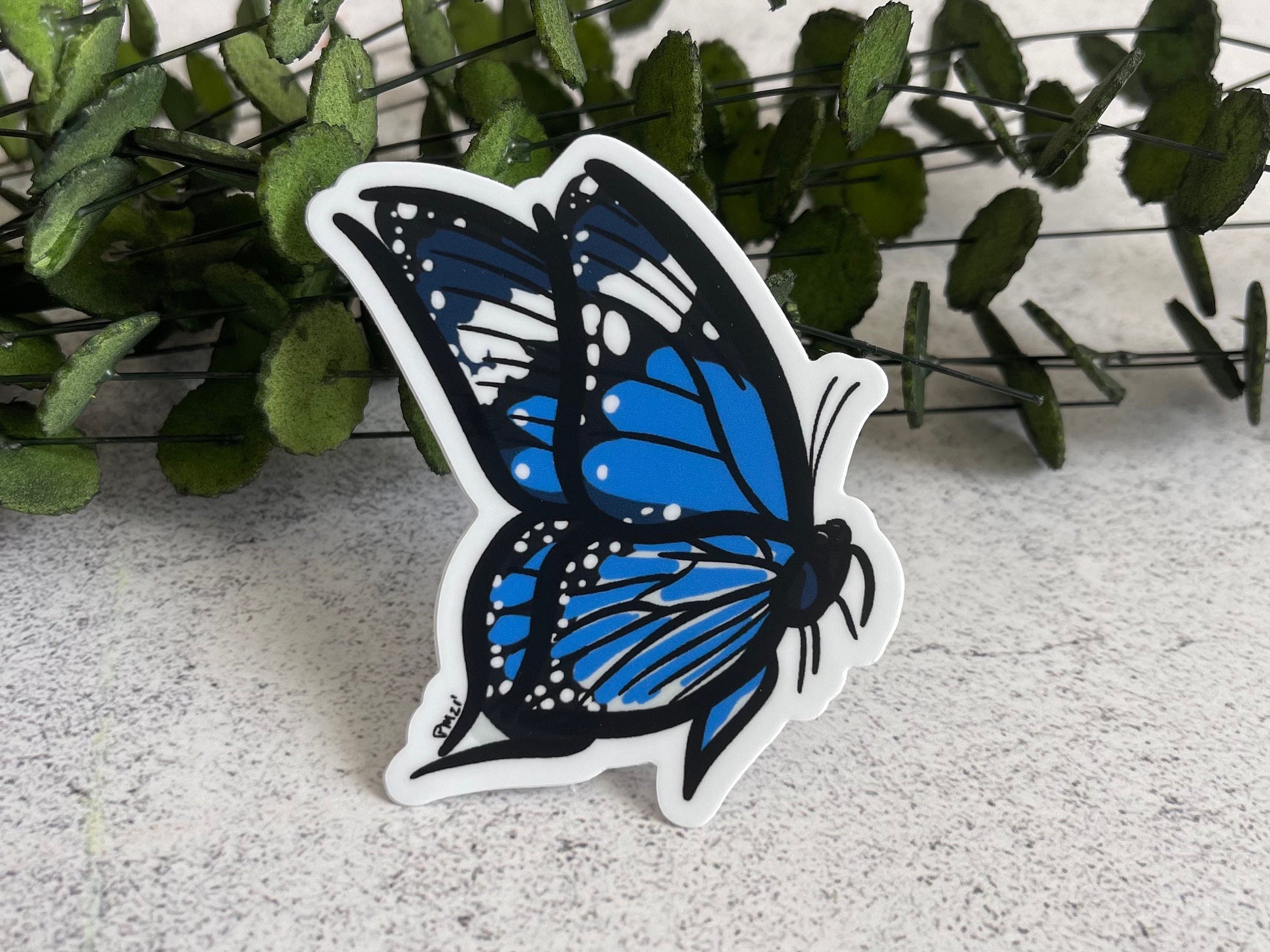 Blue Butterfly Vinyl Sticker