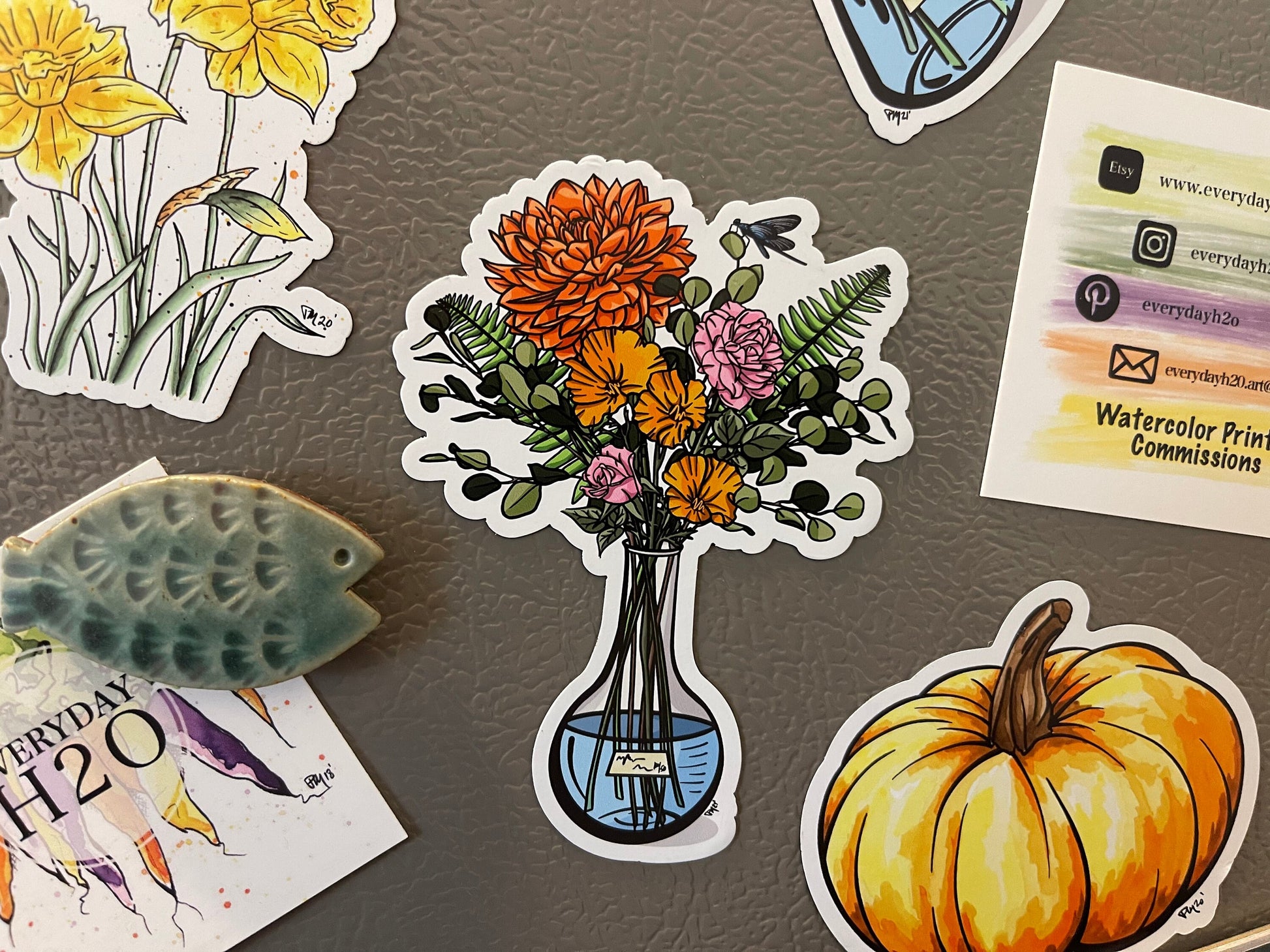 Science Floral Magnet Set