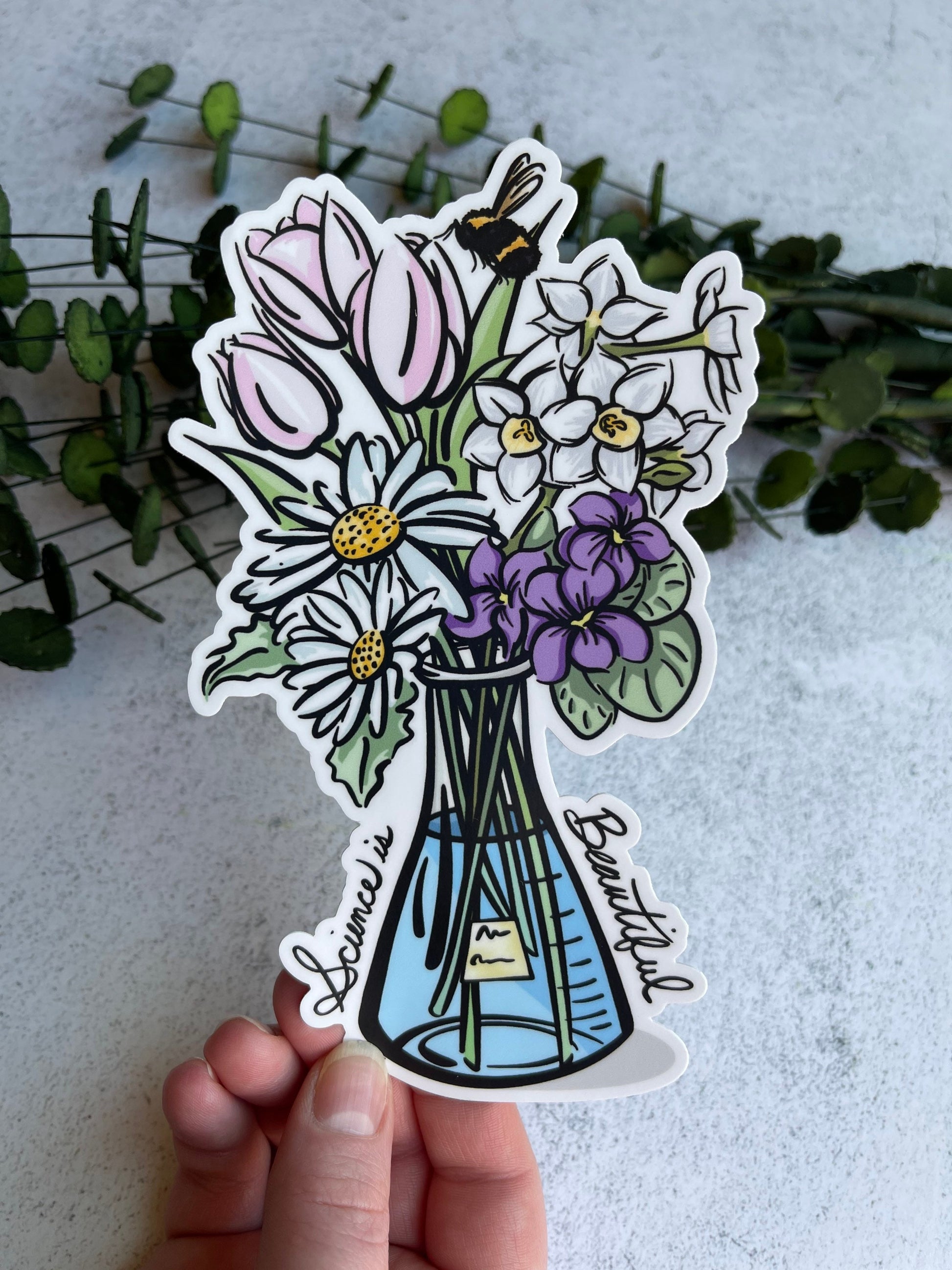 Science Pink Floral Bumper Sticker