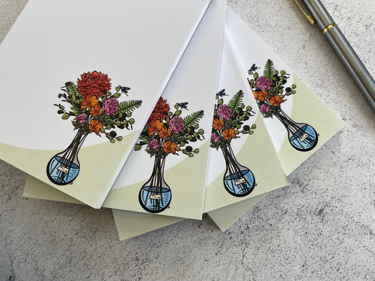 Science Red Floral Notepad
