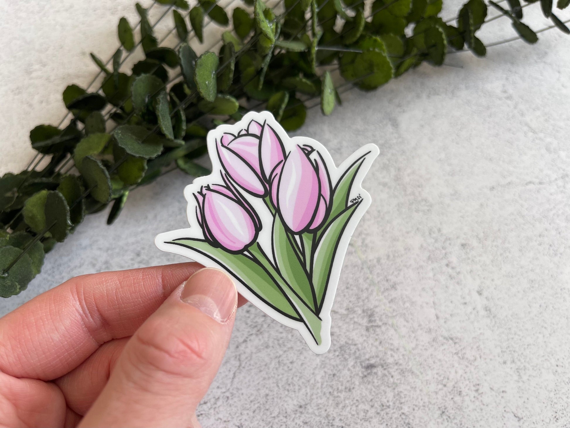Pink Tulip Vinyl Sticker