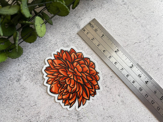 Red Dahlia Vinyl Sticker