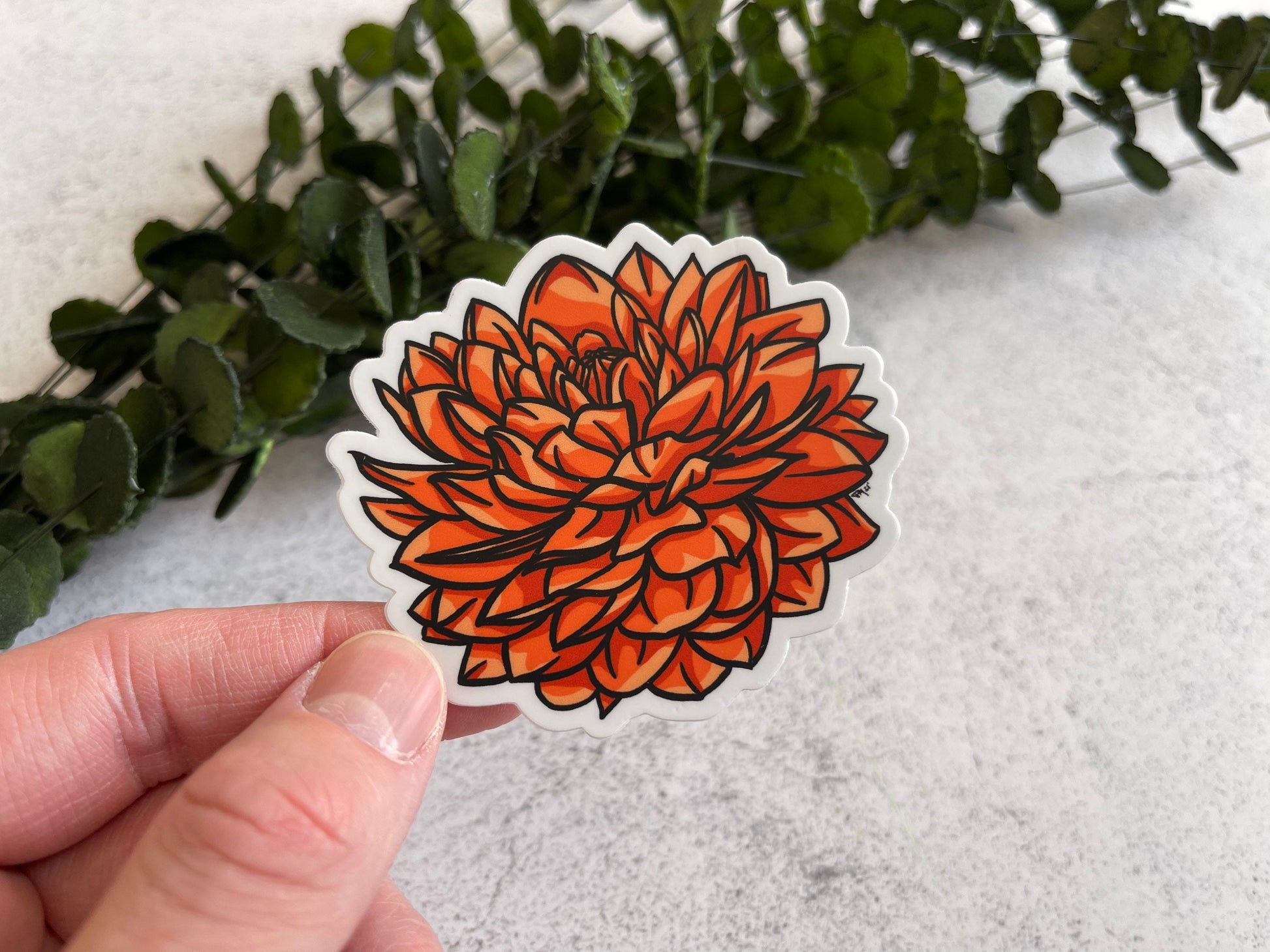 Red Dahlia Vinyl Sticker