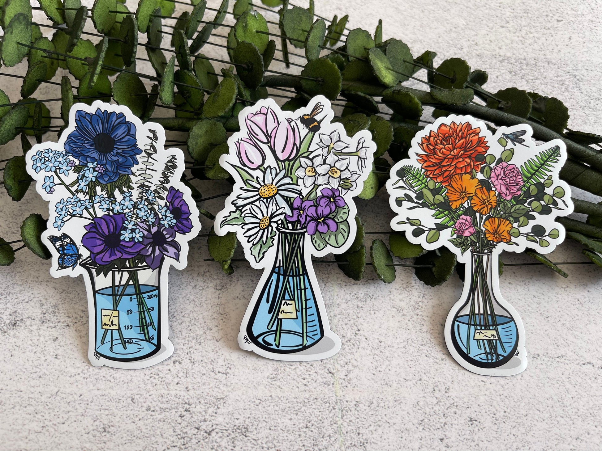 Science Floral Magnet Set