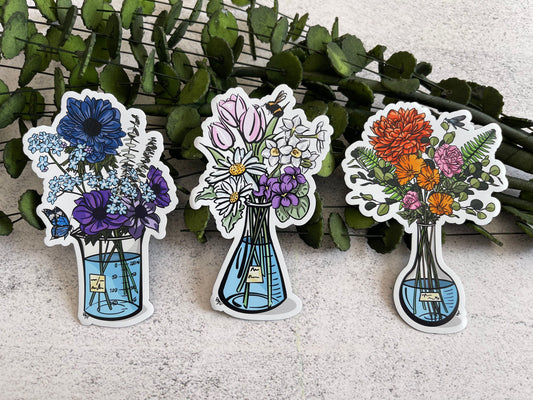 Science Floral Magnet Set