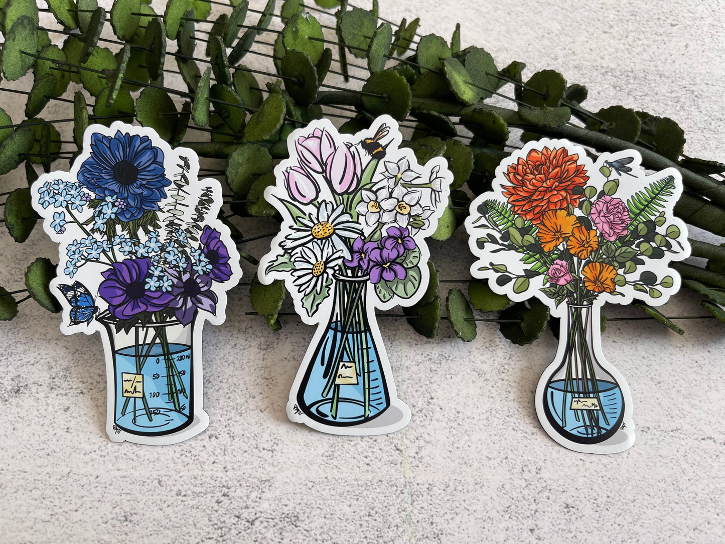 Science Magnet, STEM Magnet, Floral Magnet, Bouquet Magnet, Scientist Locker Magnet, Refrigerator Magnet