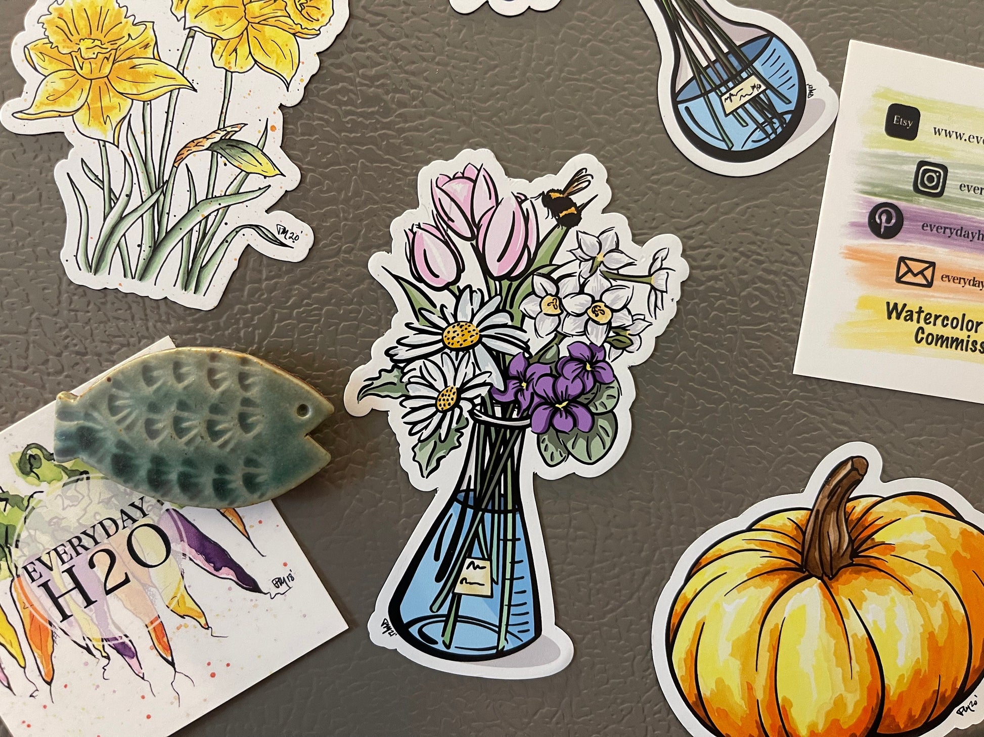 Science Floral Magnet Set