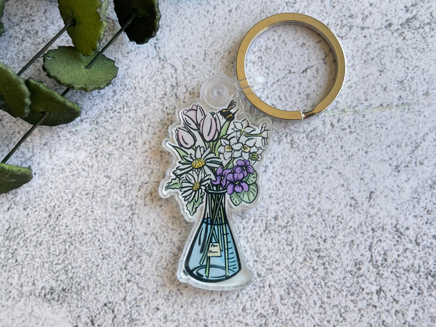 Science Keychain Set, Floral Keychains, STEM Gift, Teacher Gift, Lab Keychain, Acrylic Keychain, Women in Science,
