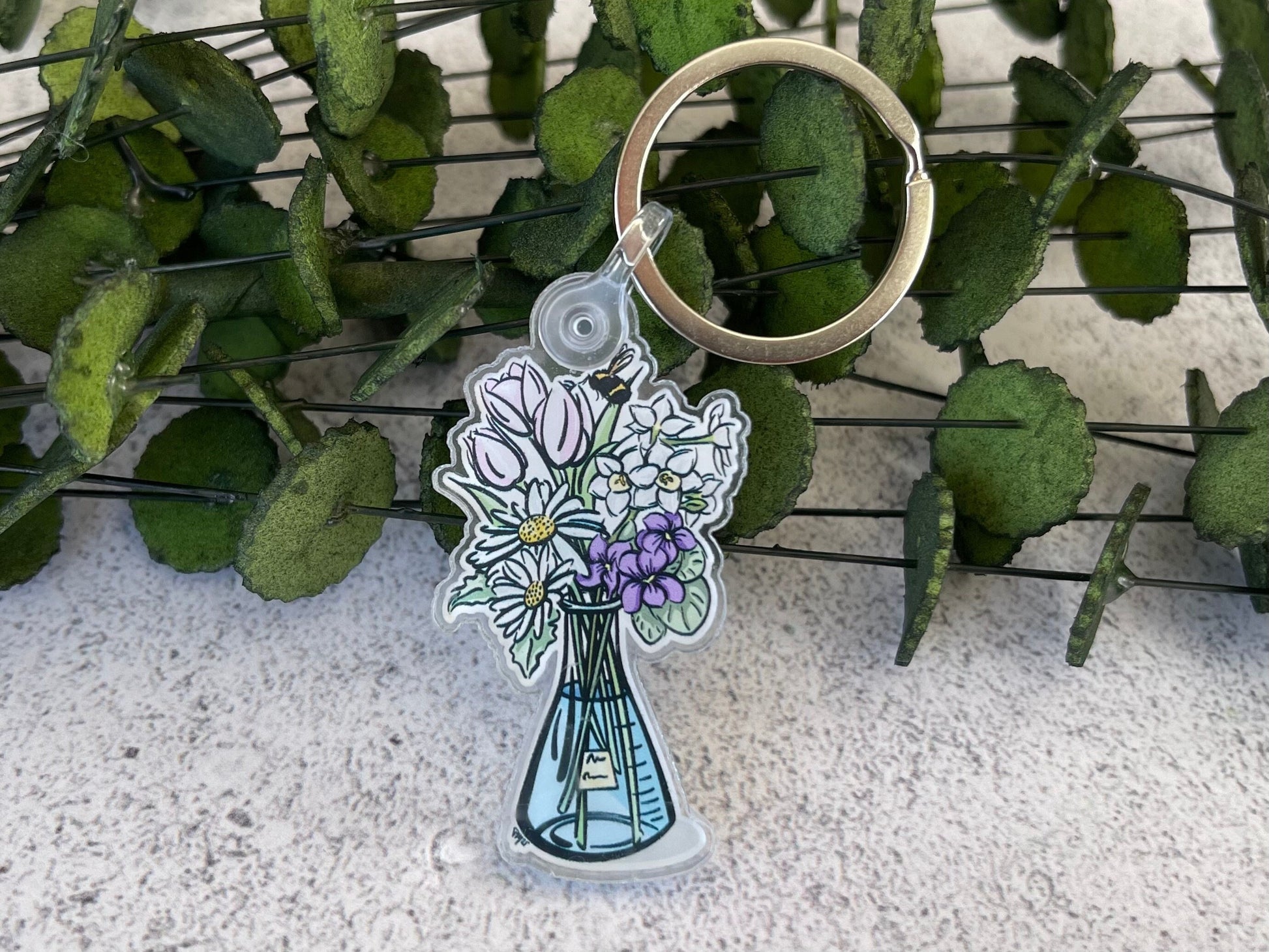Science Keychain Set, Floral Keychains, STEM Gift, Teacher Gift, Lab Keychain, Acrylic Keychain, Women in Science,