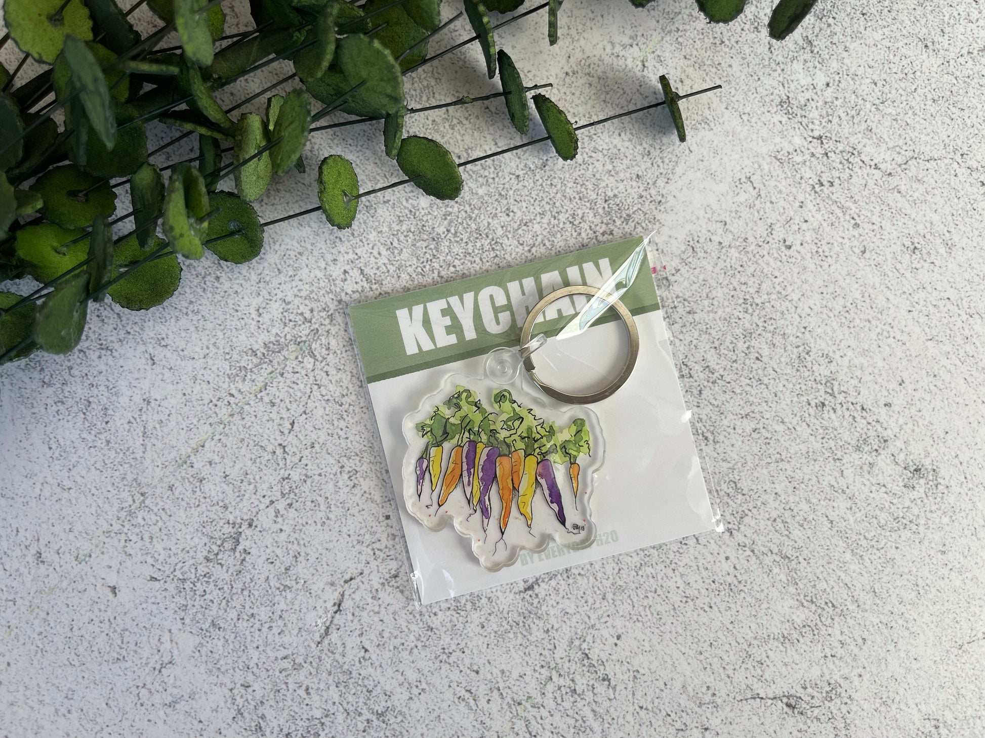 Vegetable Keychain Set, Carrots, Bok Choy, Radishes, Watercolor Keychain, Chef Gift, Vegetarian Gift, Farmer Gift, Nutrition Gift