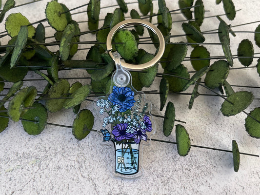 Science Blue Floral Keychain