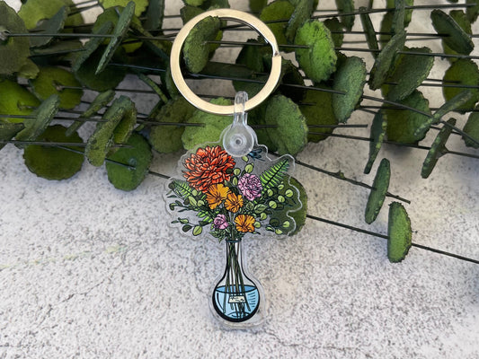 Science Red Floral Keychain