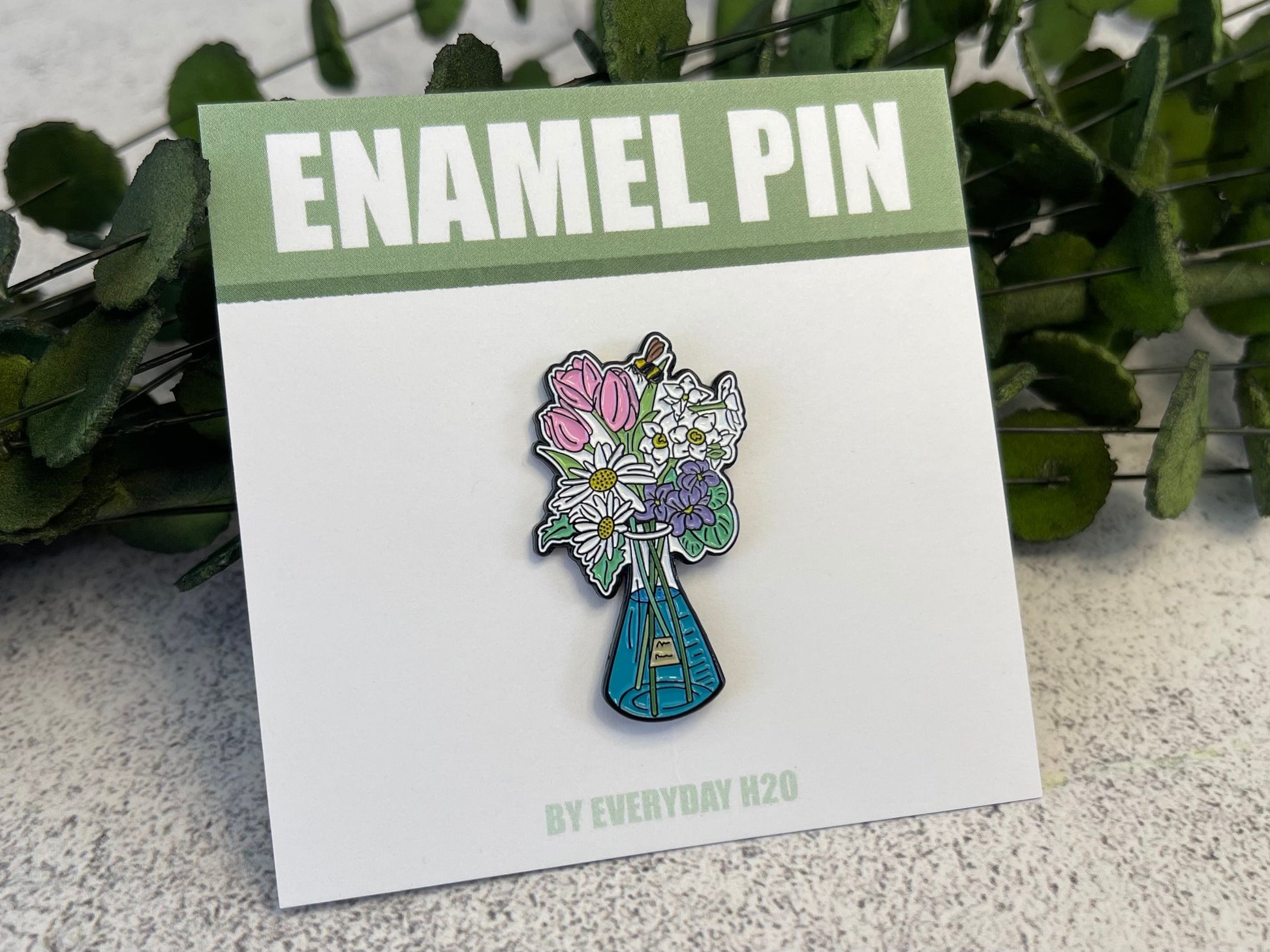Science Pink Floral Enamel Pin