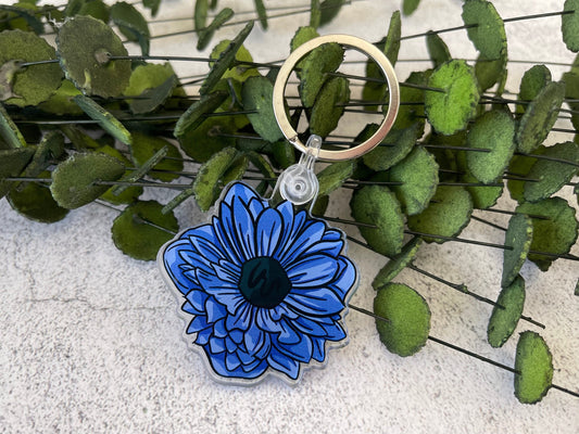 Blue Dahlia Keychain