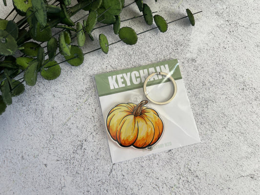Watercolor Pumpkin Keychain