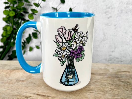 15 oz Pink Floral Science Mug