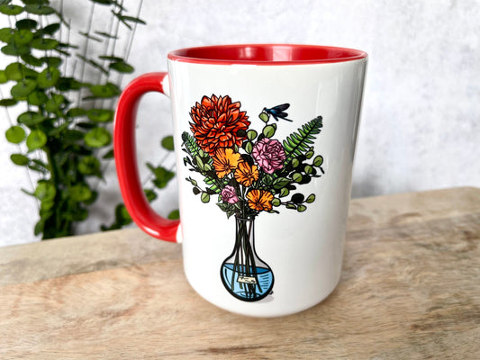 15 oz Red Floral Science Mug