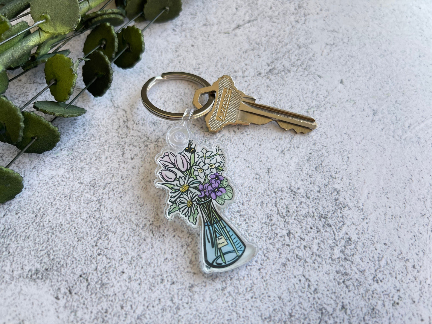Science Keychain Set, Floral Keychains, STEM Gift, Teacher Gift, Lab Keychain, Acrylic Keychain, Women in Science,