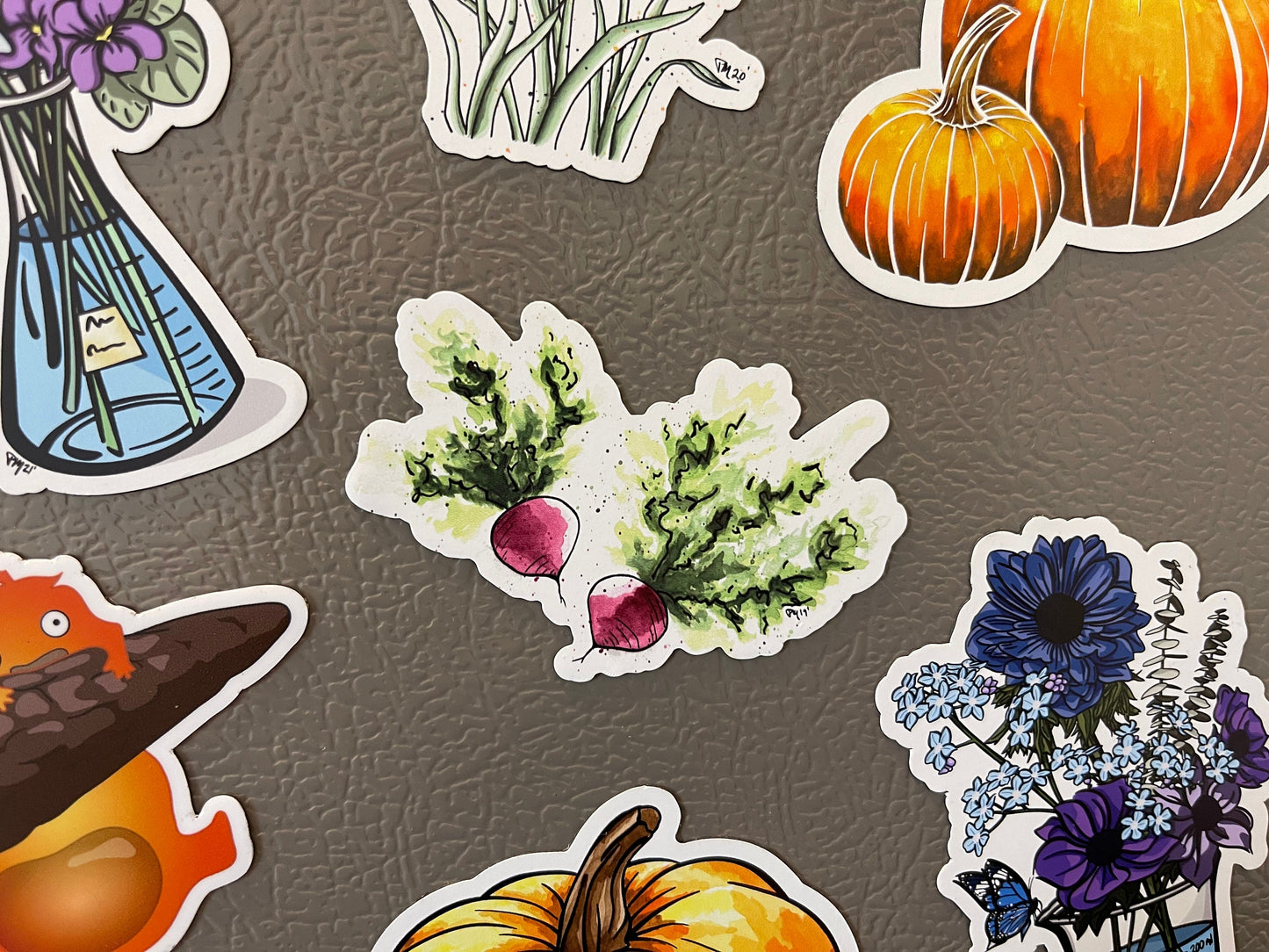 Watercolor Carrot, Bok Choy, and Radish Magnets