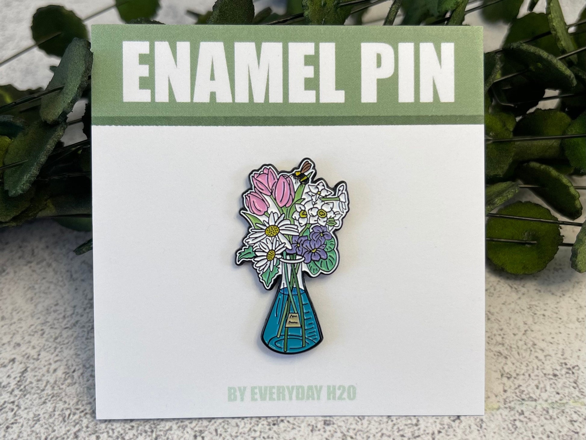 Science Pink Floral Enamel Pin