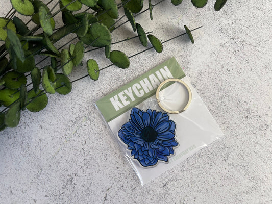 Blue Dahlia Keychain