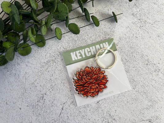 Red Dahlia Keychain