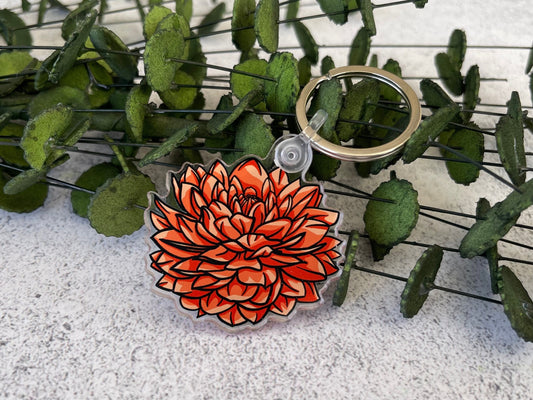 Red Dahlia Keychain