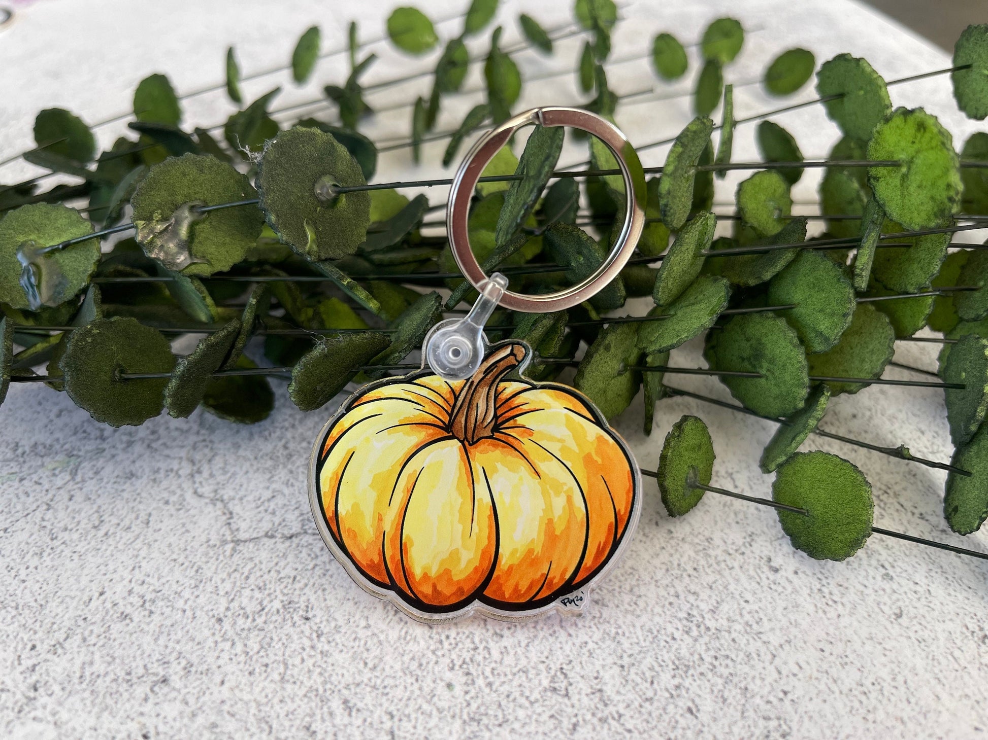 Watercolor Pumpkin Keychain