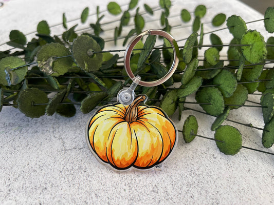 Watercolor Pumpkin Keychain