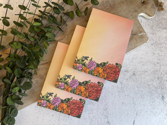 Red Floral Notepad