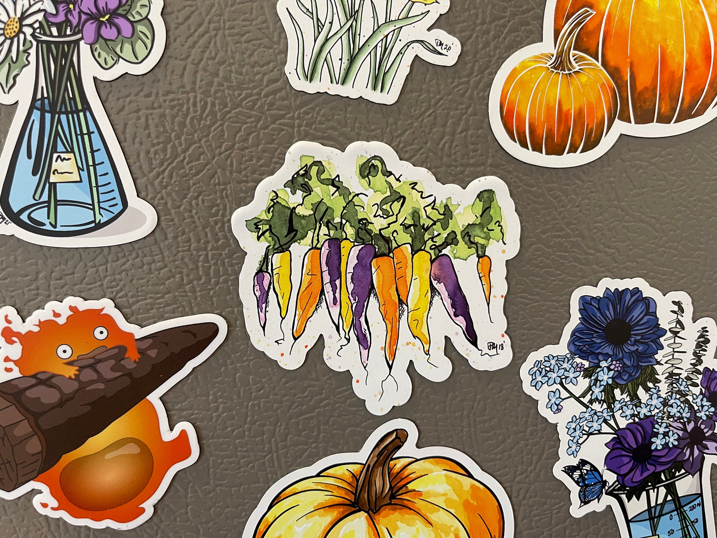Watercolor Carrot, Bok Choy, and Radish Magnets