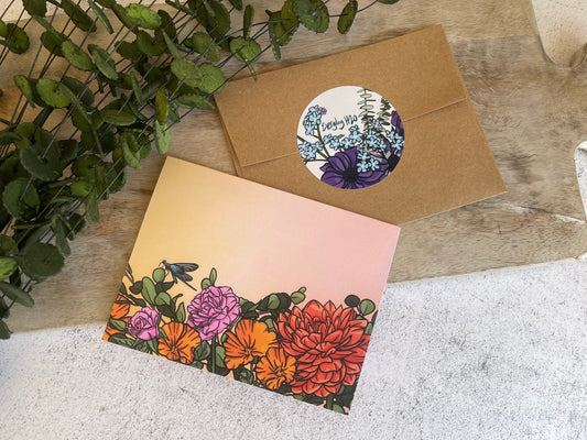 Red Floral Greeting Card