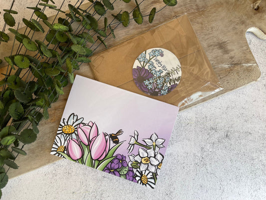 Pink Floral Greeting Card