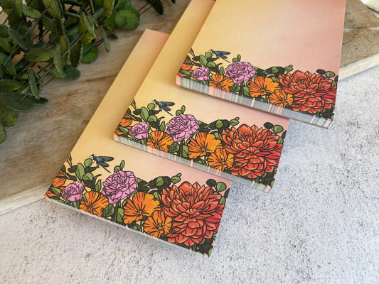 Red Floral Notepad