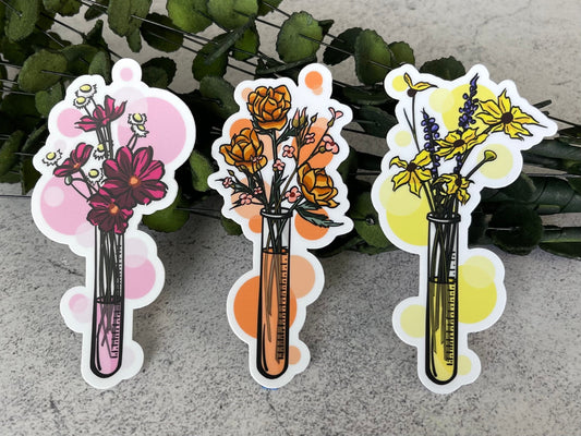 Test Tube Floral Vinyl Sticker Set