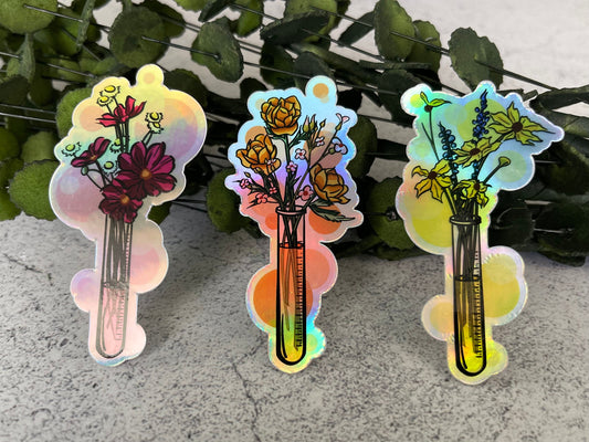 Test Tube Floral Vinyl Sticker Set