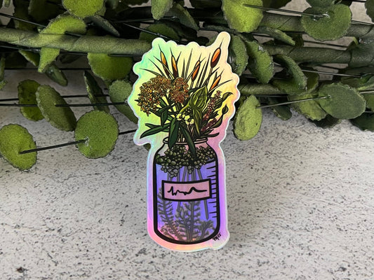 Wetland Plants Science Flask Vinyl Sticker