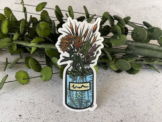 Wetland Plants Science Flask Vinyl Sticker