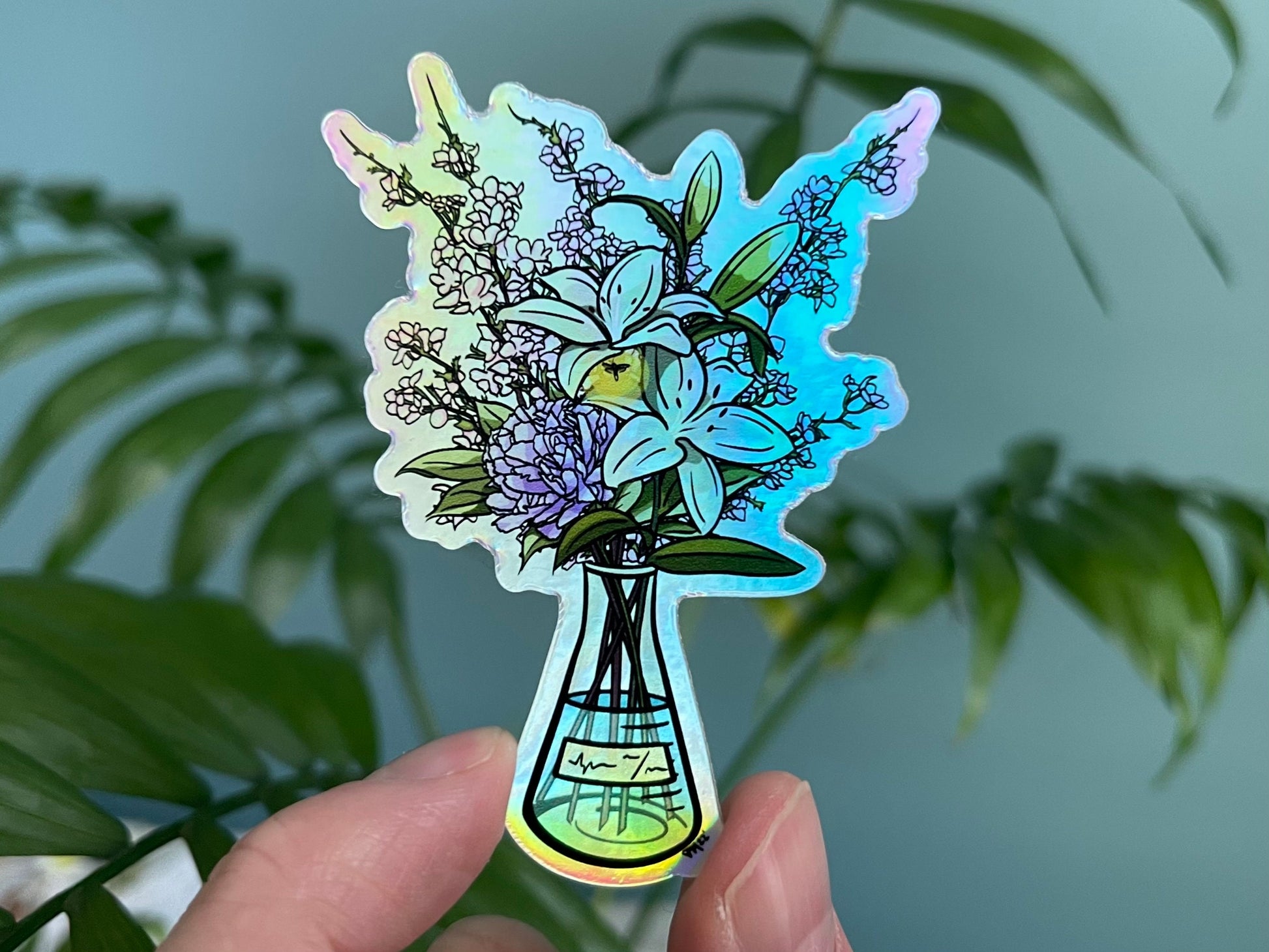 Cherry Blossom Floral Science Flask Vinyl Sticker