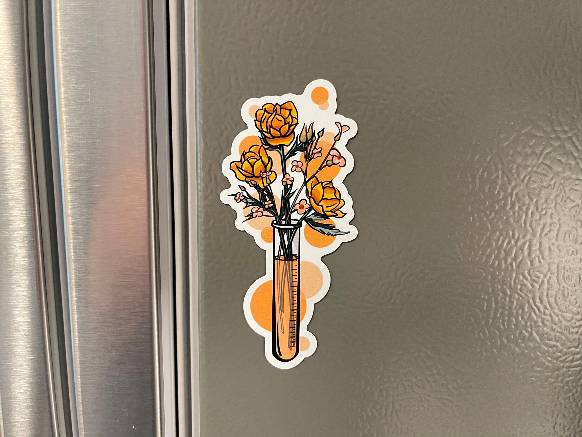 Orange Floral Test Tube Magnet