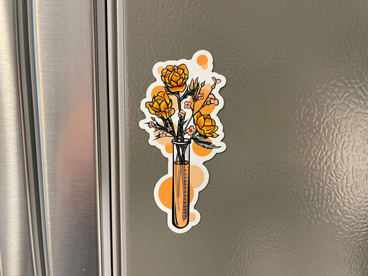 Orange Floral Test Tube Magnet