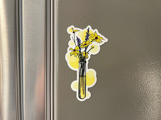 Yellow Floral Test Tube Magnet