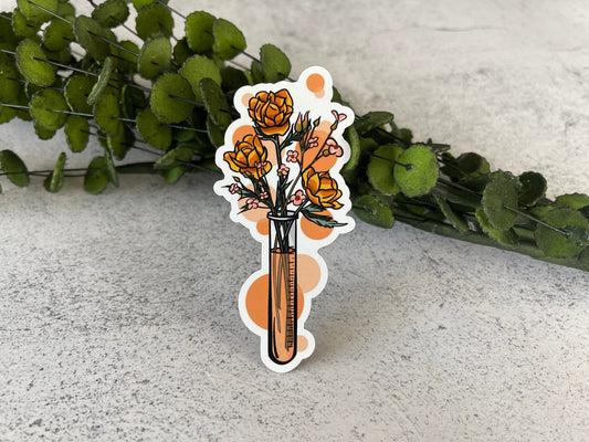 Orange Floral Test Tube Magnet