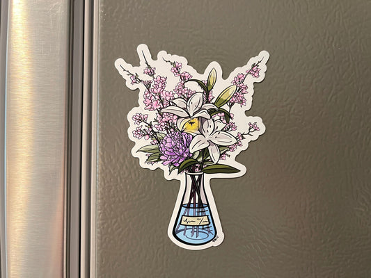 Cherry Blossom Science Flask Magnet