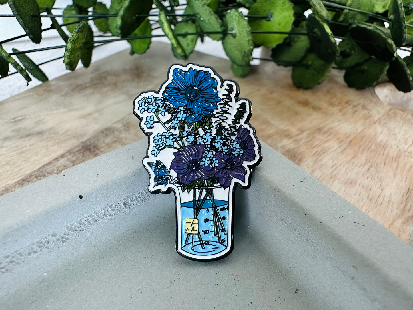 Blue Science Floral Enamel Pin